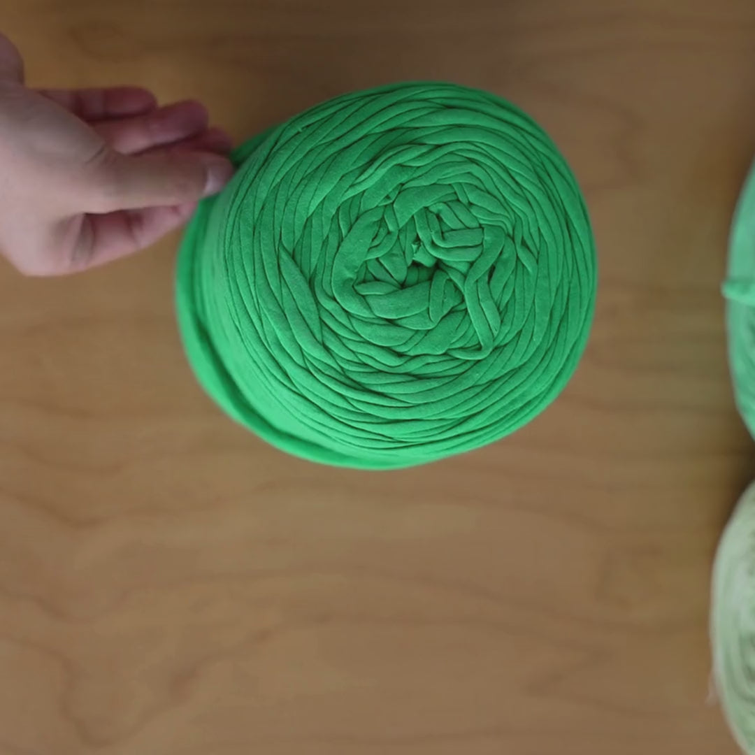Recycled T-Shirt Fabric Yarn - Neon Green Color
