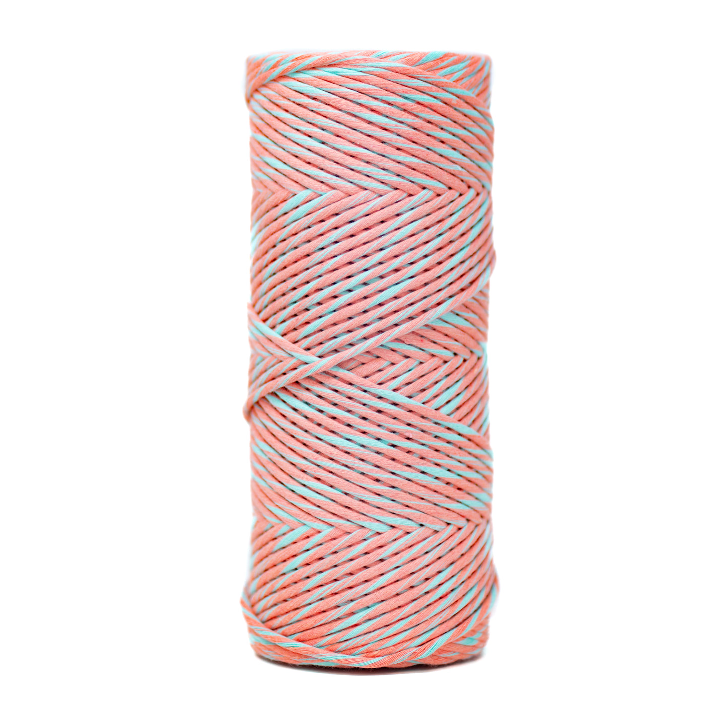 DUAL RECYCLED COTTON MACRAME CORD 4 MM - SINGLE STRAND - FRUIT PUNCH + BIMINI COLOR