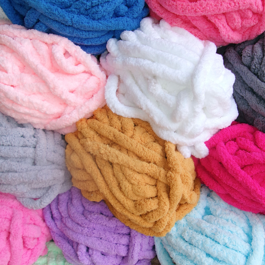 CLANE 【即完売】CHENILLE YARN OVER KNIT TOPS Craftytop™ Super Bulky Chenille Yarn for Crochet & Knit - Cotton Candy