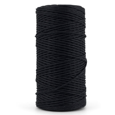 SOFT COTTON CORD ZERO WASTE 2 MM - 1 SINGLE STRAND - BLACK