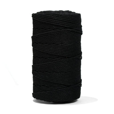 COTTON ROPE ZERO WASTE 2 MM - 3 PLY - BLACK COLOR