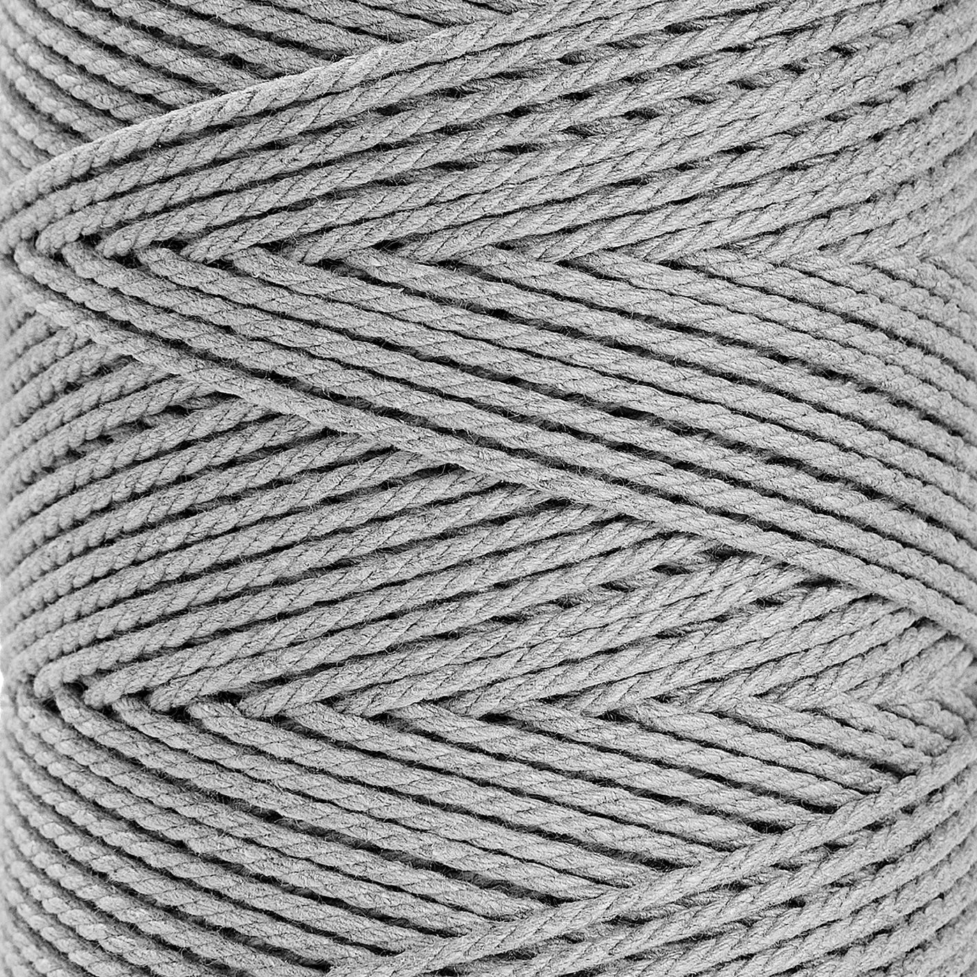COTTON ROPE ZERO WASTE 2 MM - 3 PLY - STONE GRAY COLOR