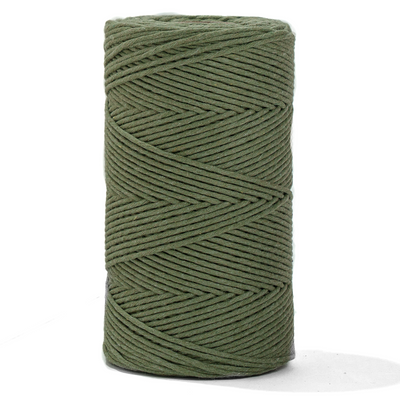 SOFT COTTON CORD ZERO WASTE 2 MM - 1 SINGLE STRAND - MOSS GREEN COLOR