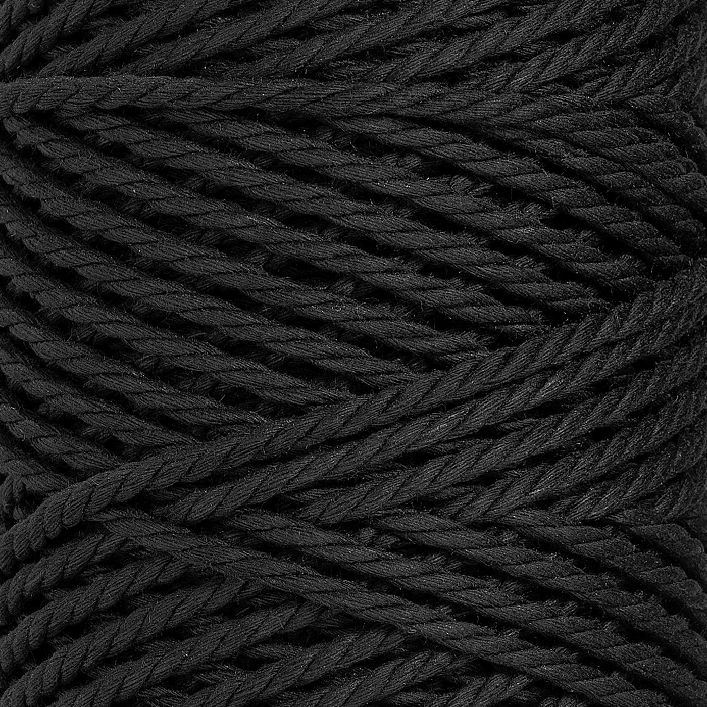 COTTON ROPE ZERO WASTE 3 MM - 3 PLY - BLACK COLOR