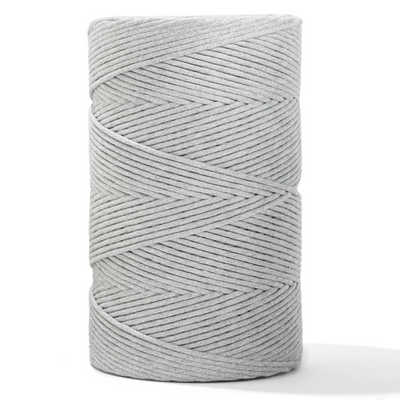 SOFT COTTON CORD ZERO WASTE 4 MM - 1 SINGLE STRAND - LIGHT HEATHER GRAY COLOR