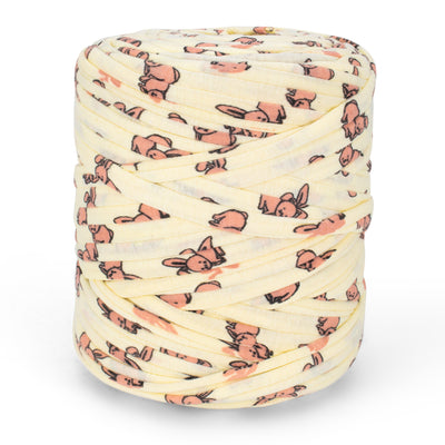 Printed Recycled T-Shirt Fabric Yarn - Bunny Crew