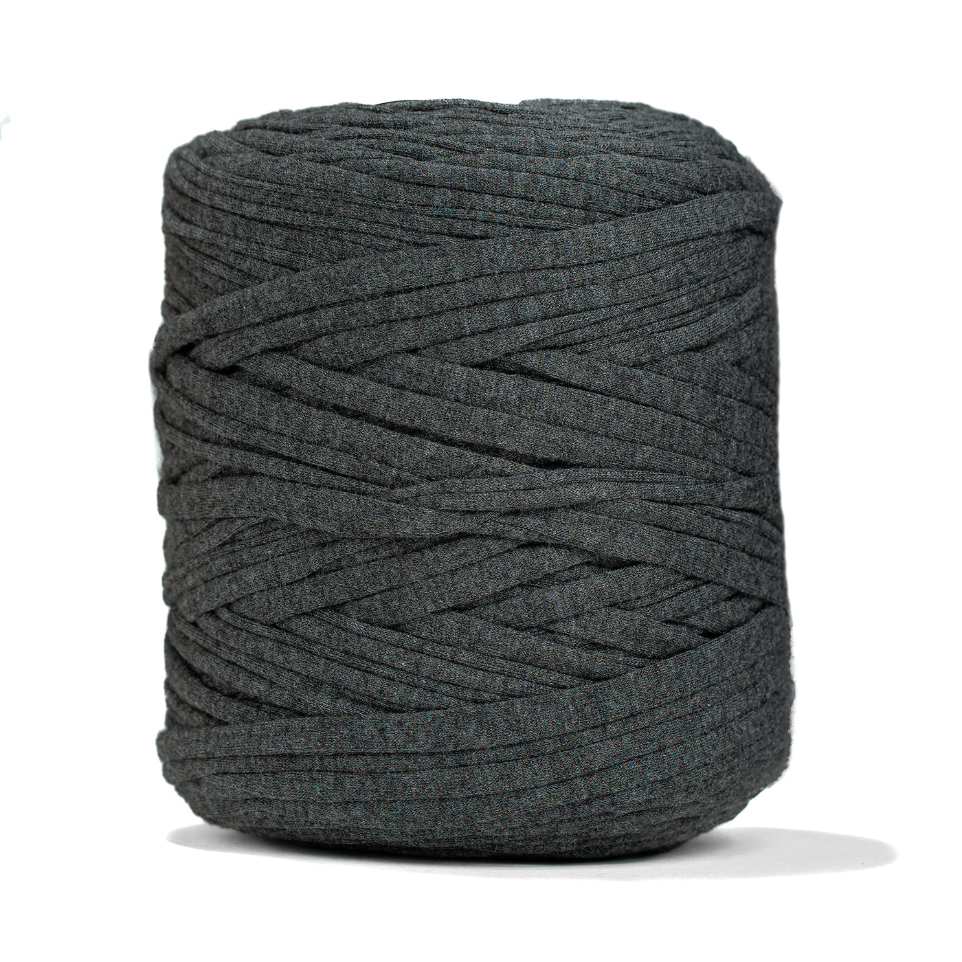 Recycled T-Shirt Fabric Yarn - Dark Heather Gray Color