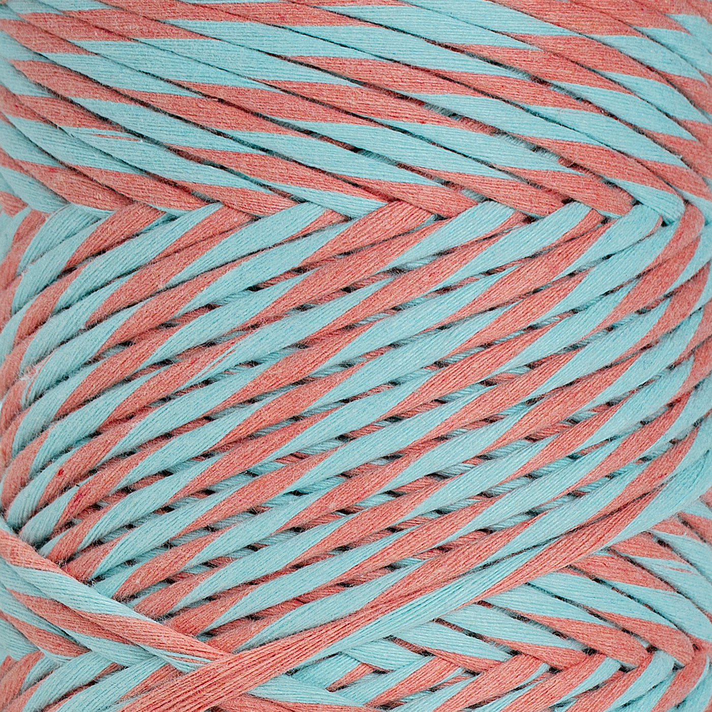DUAL RECYCLED COTTON MACRAME CORD 4 MM - SINGLE STRAND - BIMINI + FRUIT PUNCH COLOR