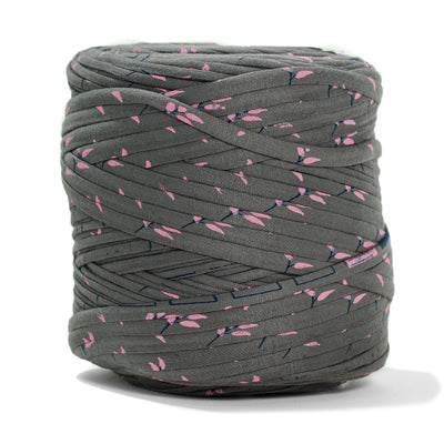 Printed Recycled T-Shirt Fabric Yarn - Graffiti Gray
