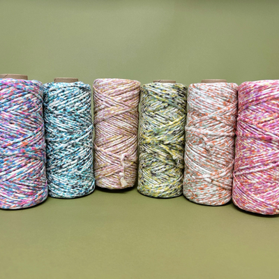 Hand Painted Confetti Soft Cotton Cord 4mm - 1 Single Strand - Goldfinch