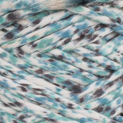 Hand Painted Confetti Soft Cotton Cord 4mm - 1 Single Strand - Kingfisher