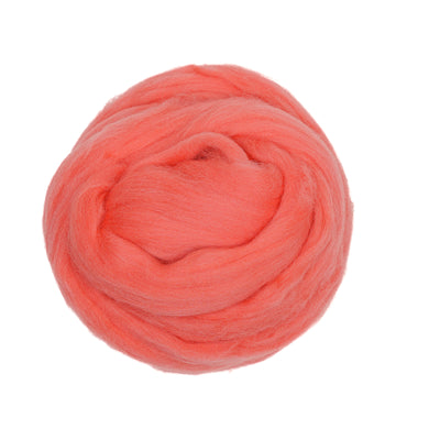 MERINO WOOL ROVING - CORAL