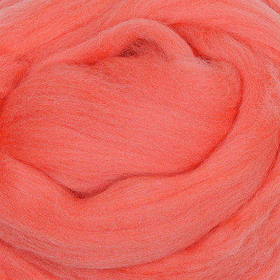 MERINO WOOL ROVING - CORAL