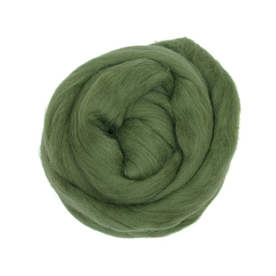 MERINO WOOL ROVING - MOSS