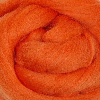 MERINO WOOL ROVING - PUMPKIN ORANGE