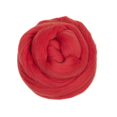 MERINO WOOL ROVING - POPPY RED