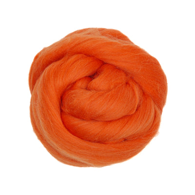 MERINO WOOL ROVING - PUMPKIN ORANGE