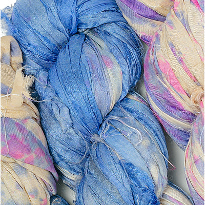 Tie Dye Recycled Sari Silk Ribbon