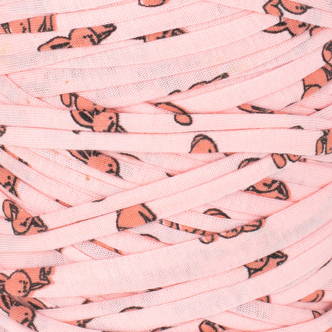 Printed Recycled T-Shirt Fabric Yarn - Peachy Rabbits