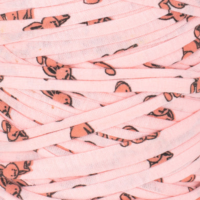 Printed Recycled T-Shirt Fabric Yarn - Peachy Rabbits