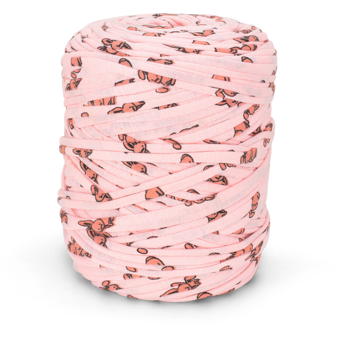Printed Recycled T-Shirt Fabric Yarn - Peachy Rabbits