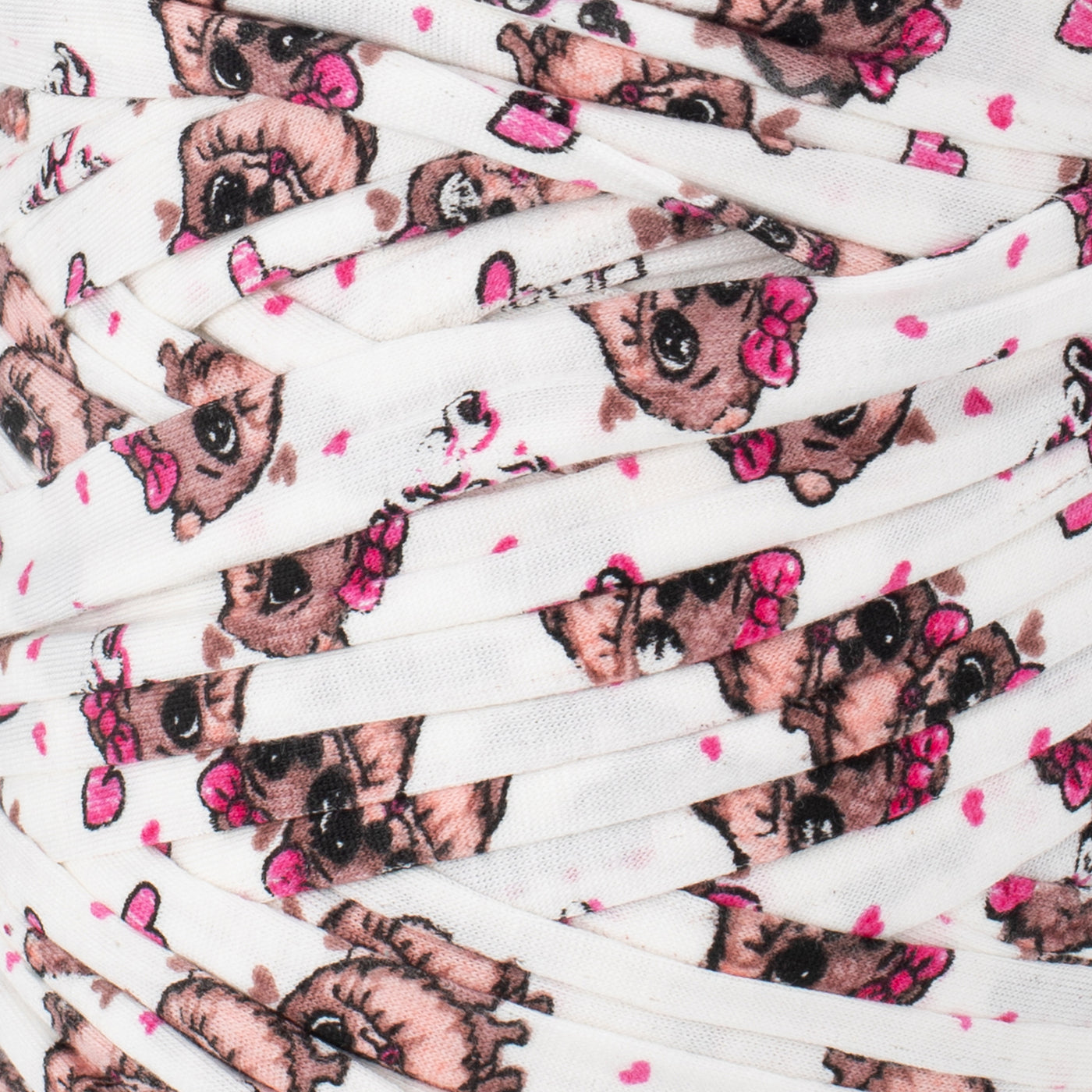 Printed Recycled T-Shirt Fabric Yarn - Puppy Love