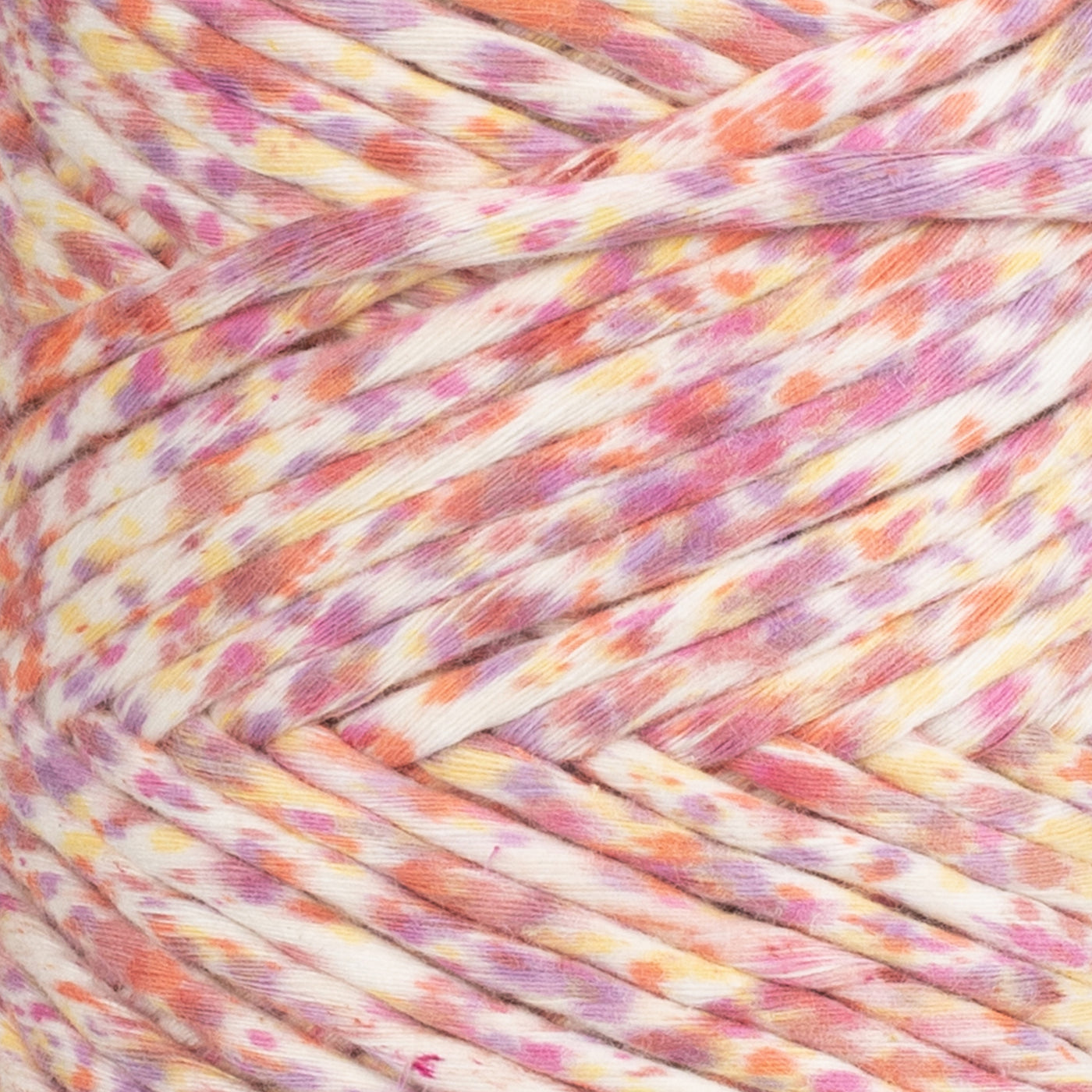 Hand Painted Confetti Soft Cotton Cord 4mm - 1 Single Strand - Rosefinch