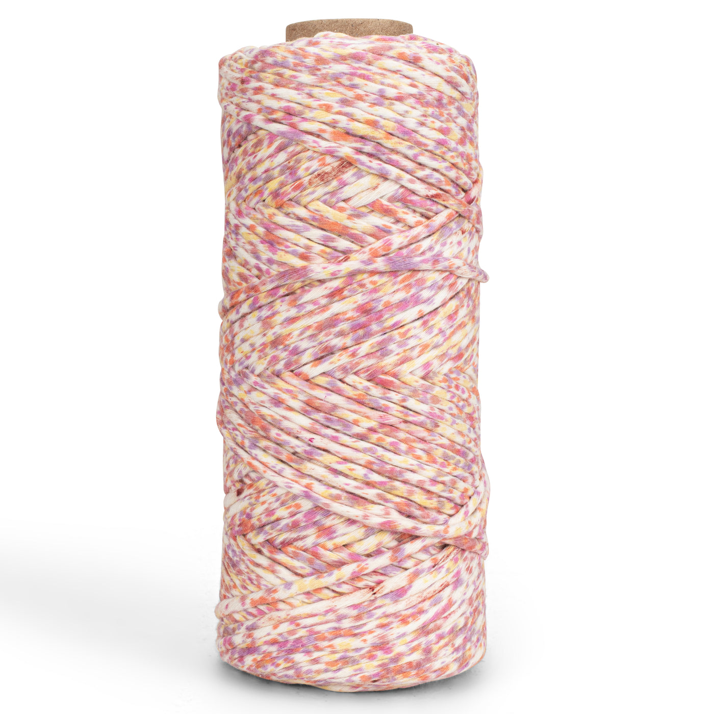 Hand Painted Confetti Soft Cotton Cord 4mm - 1 Single Strand - Rosefinch