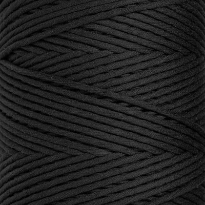 SOFT COTTON CORD ZERO WASTE 4 MM - 1 SINGLE STRAND - BLACK COLOR