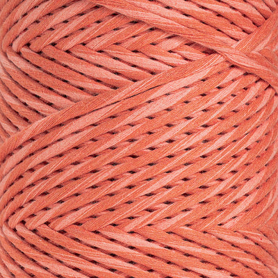 DUAL RECYCLED COTTON MACRAME CORD 4 MM - SINGLE STRAND - SUNSET + FRUIT PUNCH COLOR