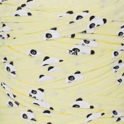 Printed Recycled T-Shirt Fabric Yarn - Sunny Panda