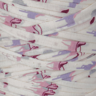 Printed Recycled T-Shirt Fabric Yarn - Sweet Flamingo