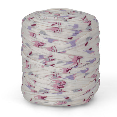 Printed Recycled T-Shirt Fabric Yarn - Sweet Flamingo