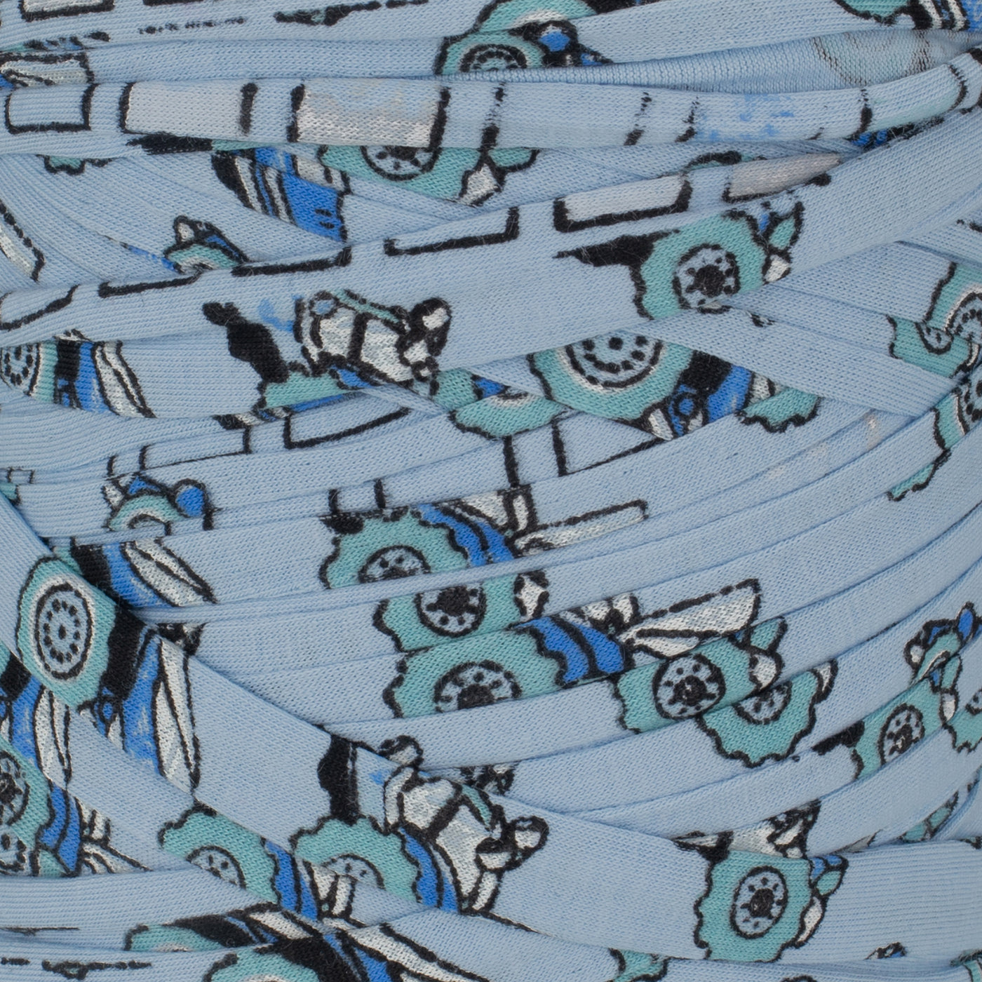 Printed Recycled T-Shirt Fabric Yarn - Tiny Tire