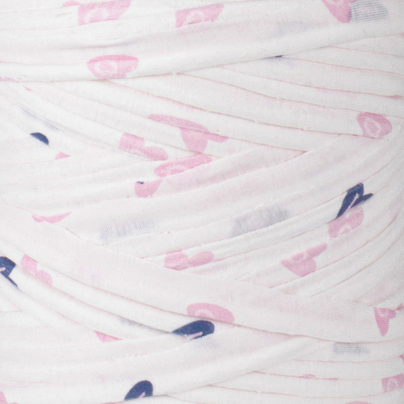 Printed Recycled T-Shirt Fabric Yarn - Blush and Navy