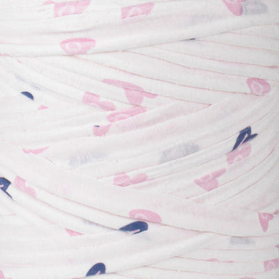 Printed Recycled T-Shirt Fabric Yarn - Blush and Navy