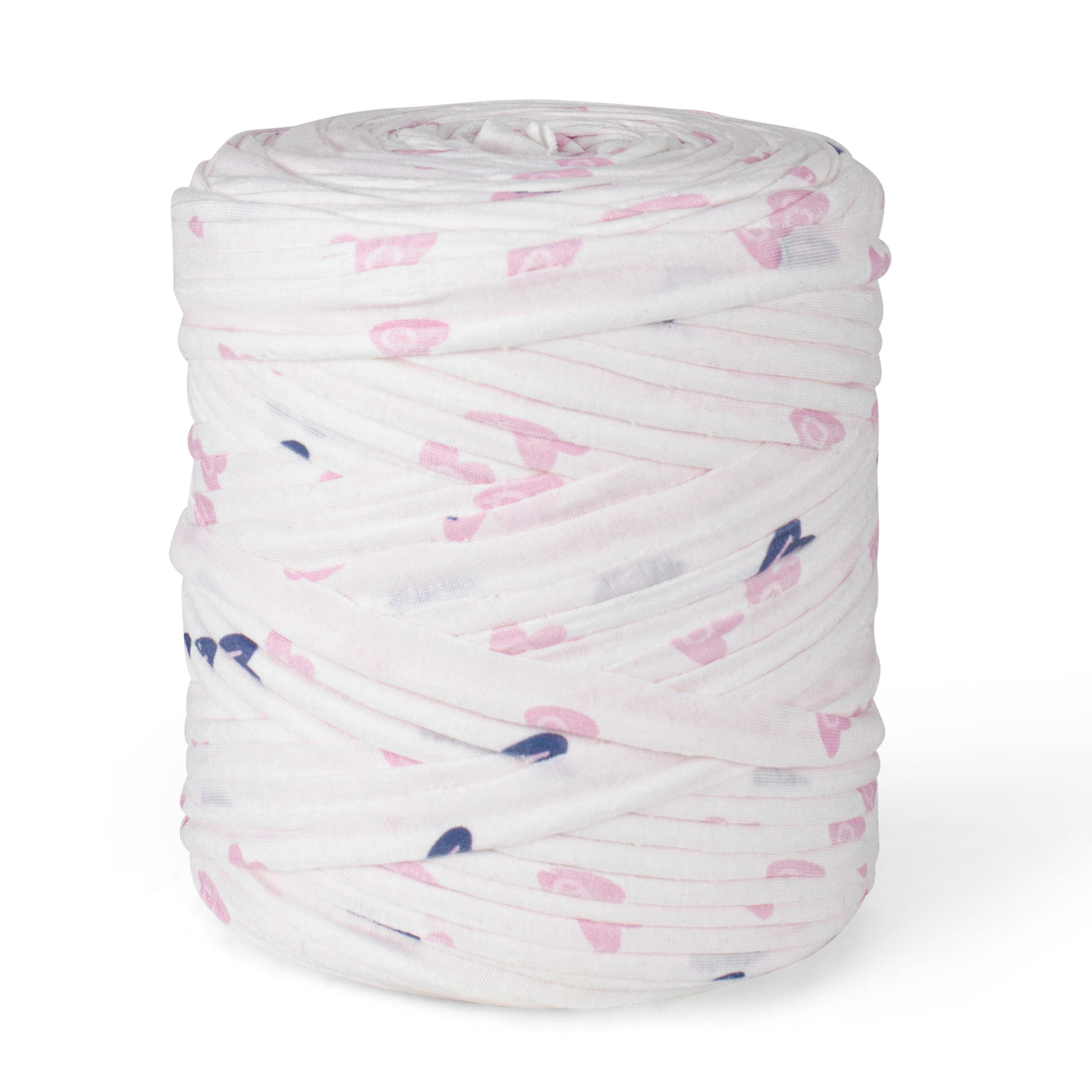 Printed Recycled T-Shirt Fabric Yarn - Blush and Navy