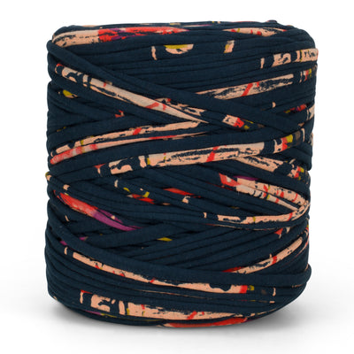 Printed Recycled T-Shirt Fabric Yarn - Bold Navy