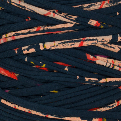 Printed Recycled T-Shirt Fabric Yarn - Bold Navy
