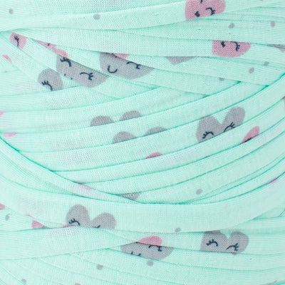 Printed Recycled T-Shirt Fabric Yarn - Candy Mint