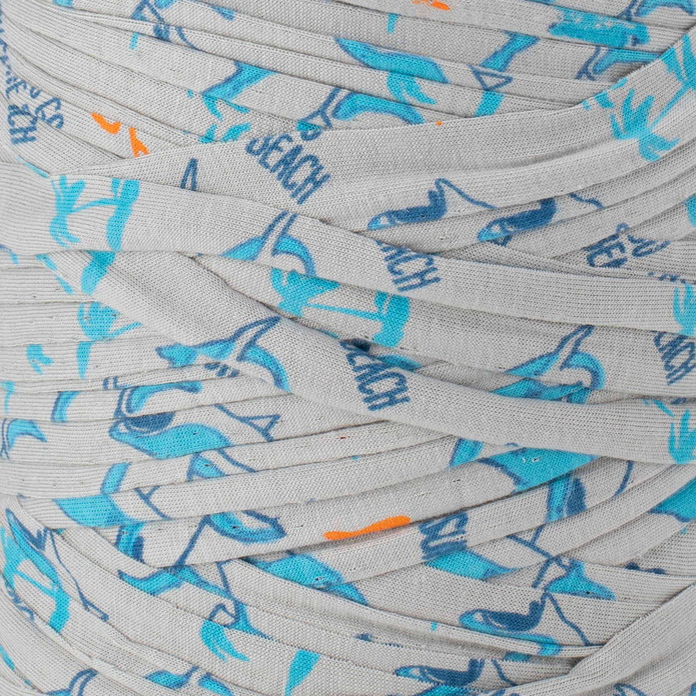 Printed Recycled T-Shirt Fabric Yarn - Dolphin Splash