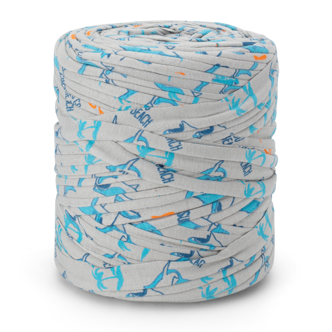 Printed Recycled T-Shirt Fabric Yarn - Dolphin Splash