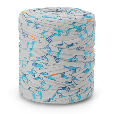 Printed Recycled T-Shirt Fabric Yarn - Dolphin Splash