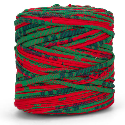 Printed Recycled T-Shirt Fabric Yarn - Festive Fern