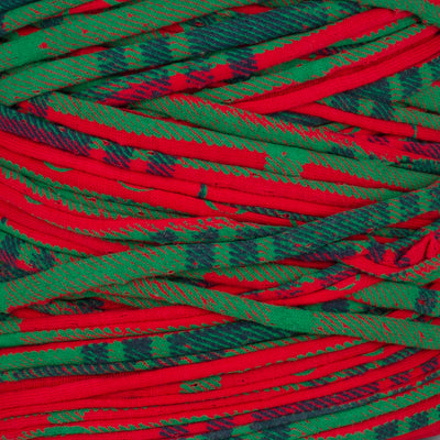 Printed Recycled T-Shirt Fabric Yarn - Festive Fern