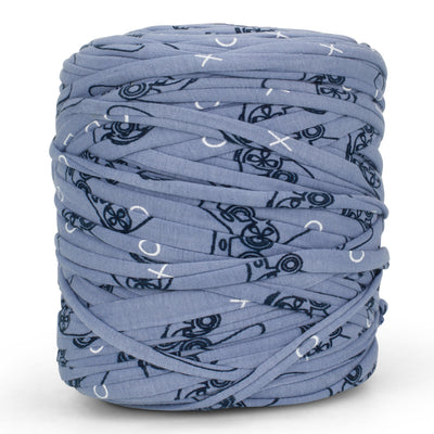 Printed Recycled T-Shirt Fabric Yarn - Gamer Blue