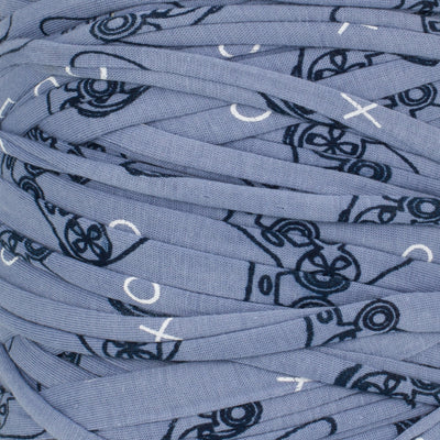 Printed Recycled T-Shirt Fabric Yarn - Gamer Blue