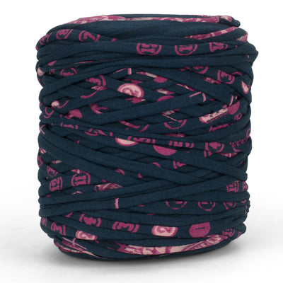 Printed Recycled T-Shirt Fabric Yarn - Midnight Bloom