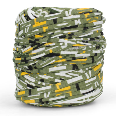 Printed Recycled T-Shirt Fabric Yarn - Olive Abstract
