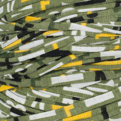 Printed Recycled T-Shirt Fabric Yarn - Olive Abstract